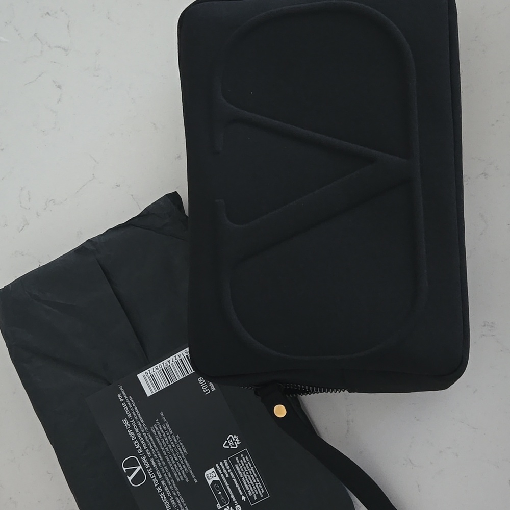Brand New Valentino Black POUCH Zipper Clutch Logo Pouch W/ Gold Stud